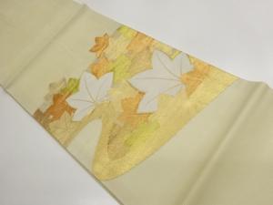絽紅葉模様織り出し開き名古屋帯(額縁仕立て)
